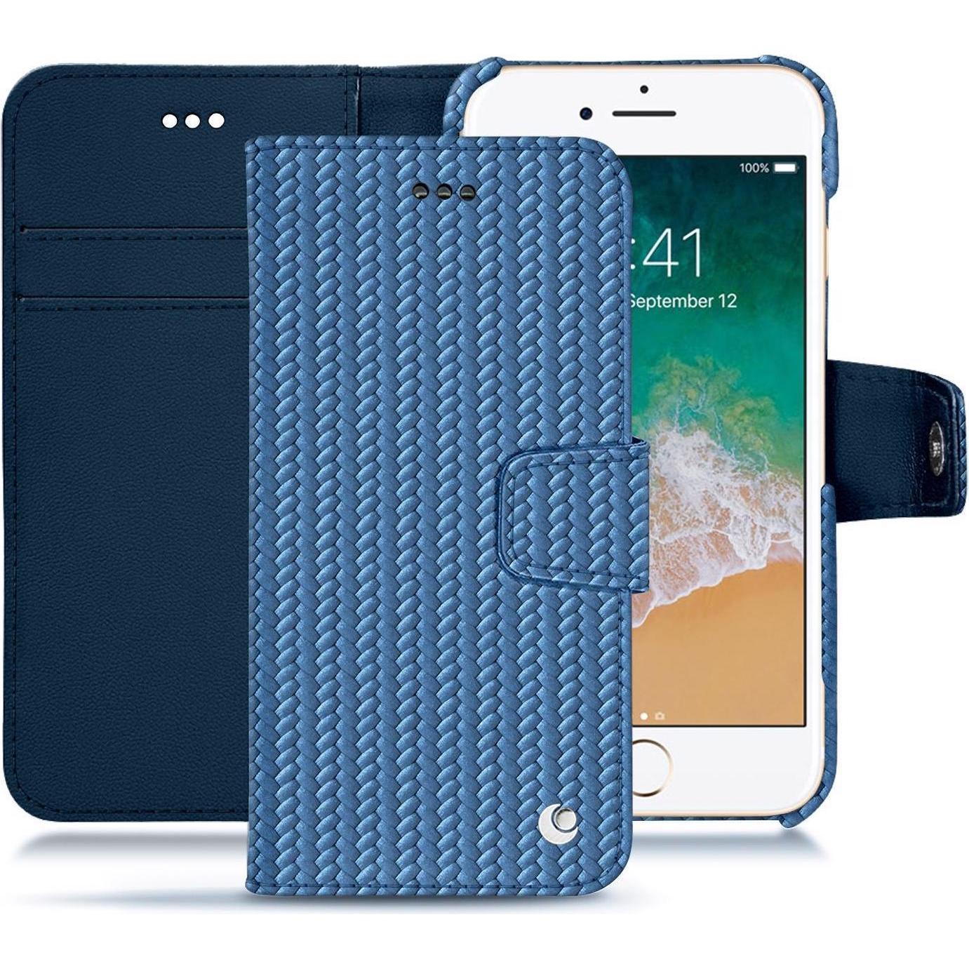Noreve Lederschutzhülle Wallet (Apple iPhone 7), Smartphone Hülle, Blau