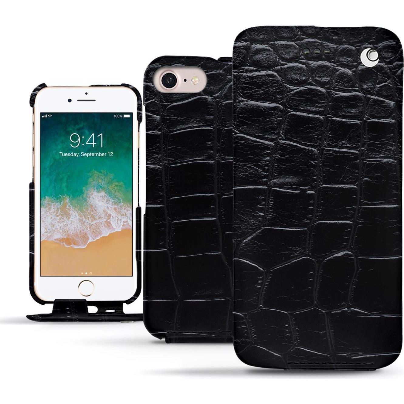 Noreve Lederschutzhülle vertikal (Apple iPhone 7), Smartphone Hülle, Schwarz