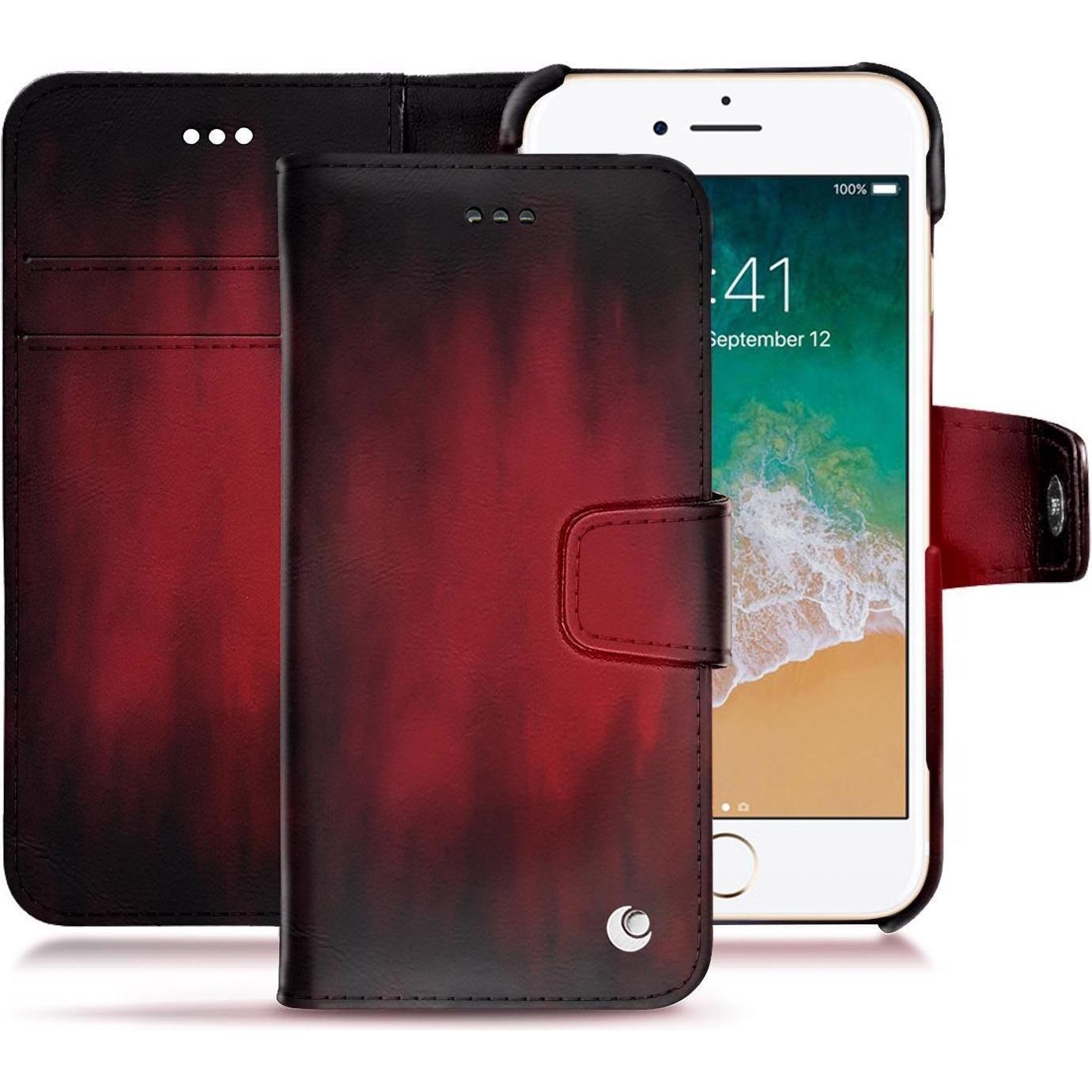 Noreve Lederschutzhülle Wallet (Apple iPhone 7), Smartphone Hülle, Rot