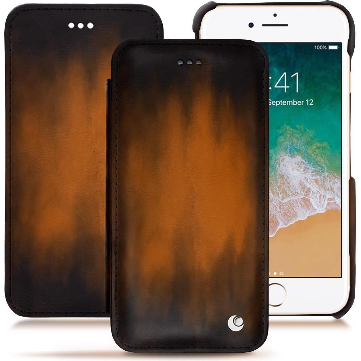 Noreve Lederschutzhülle horizontal (Apple iPhone 7), Smartphone Hülle, Braun