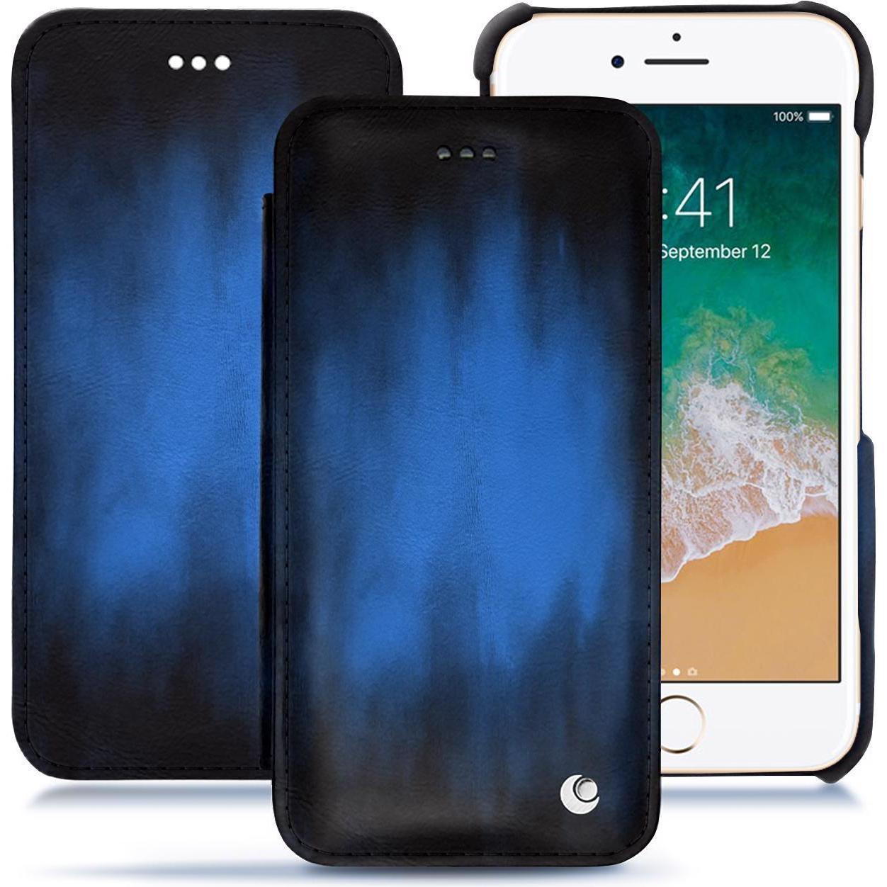 Thumbnail - Noreve Lederschutzhülle horizontal (Apple iPhone 7), Smartphone Hülle, Blau