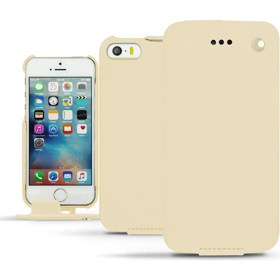 Noreve Lederschutzhülle vertikal (Apple iPhone SE), Smartphone Hülle, Beige
