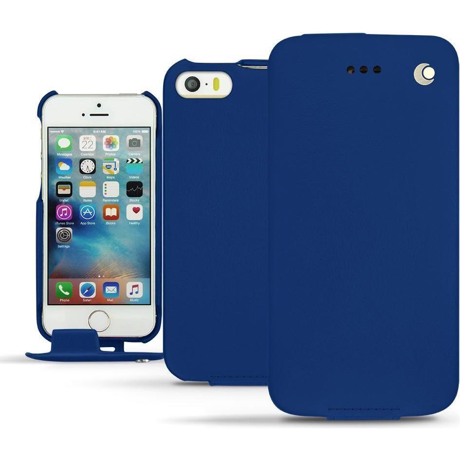 Noreve Lederschutzhülle vertikal (Apple iPhone SE), Smartphone Hülle, Blau