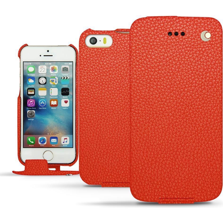 Noreve Lederschutzhülle vertikal (Apple iPhone SE), Smartphone Hülle, Orange
