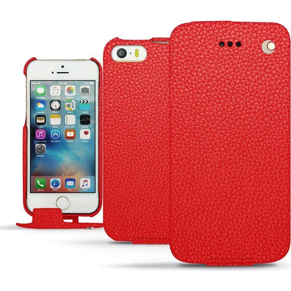 Noreve Lederschutzhülle vertikal (Apple iPhone SE), Smartphone Hülle, Rot