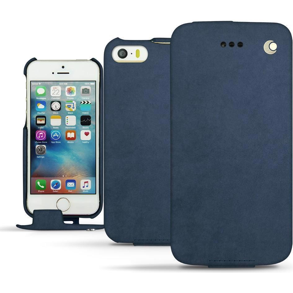 Noreve Lederschutzhülle vertikal (Apple iPhone SE), Smartphone Hülle, Blau