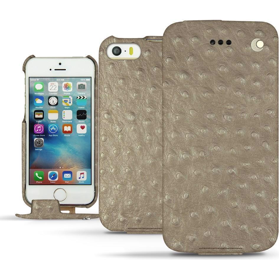 Noreve Lederschutzhülle vertikal (Apple iPhone SE), Smartphone Hülle, Beige