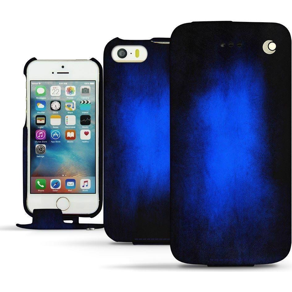 Noreve Lederschutzhülle vertikal (Apple iPhone SE), Smartphone Hülle, Blau
