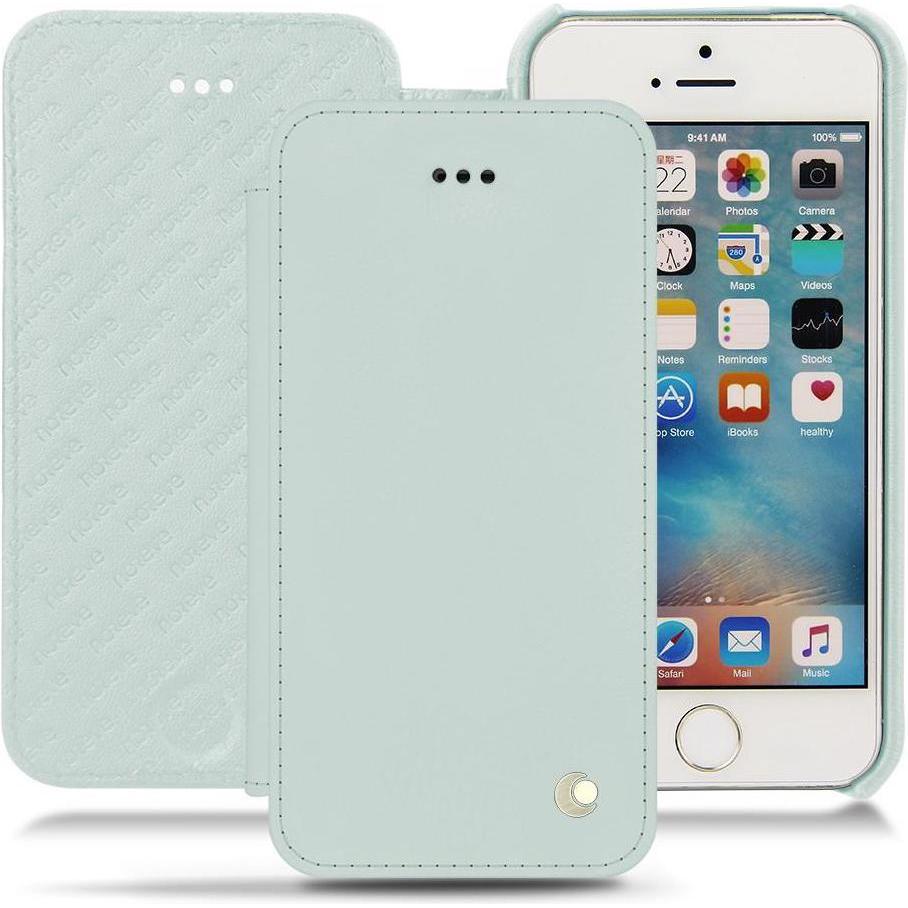 Noreve Lederschutzhülle horizontal (Apple iPhone SE), Smartphone Hülle, Blau