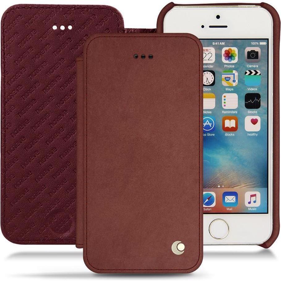 Noreve Lederschutzhülle horizontal (Apple iPhone SE), Smartphone Hülle, Rot