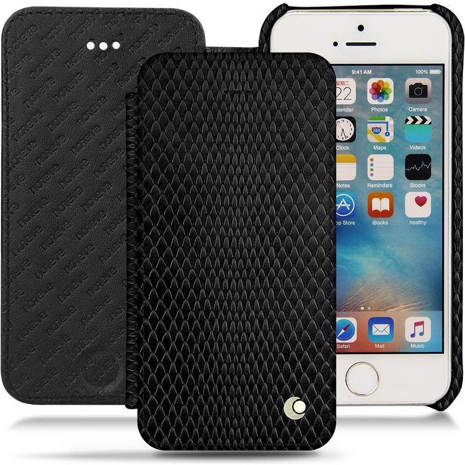 Noreve Lederschutzhülle horizontal (Apple iPhone SE), Smartphone Hülle, Schwarz