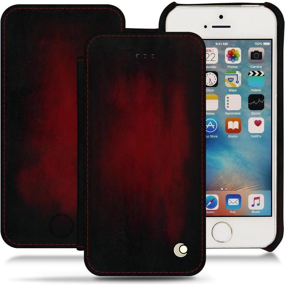 Noreve Lederschutzhülle horizontal (Apple iPhone SE), Smartphone Hülle, Rot