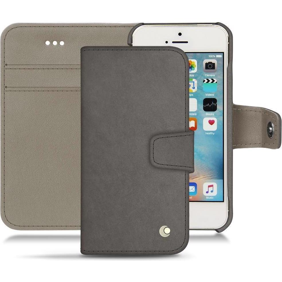 Noreve Lederschutzhülle Wallet (Apple iPhone SE), Smartphone Hülle, Grau