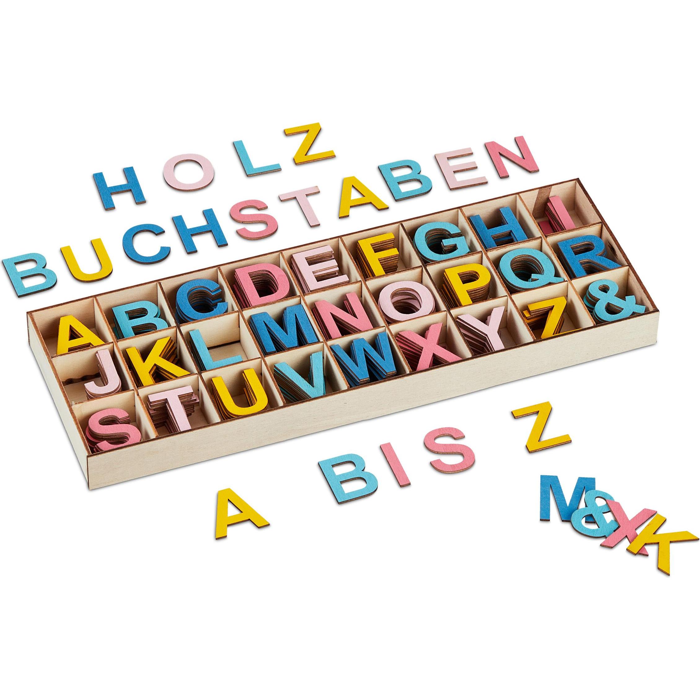 Relaxdays, Holzbuchstaben + Stoffbuchstaben, 324tlg. Holzbuchstaben-Set