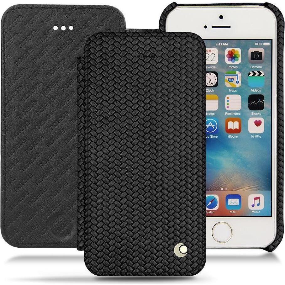 Noreve Lederschutzhülle horizontal (Apple iPhone SE), Smartphone Hülle, Schwarz