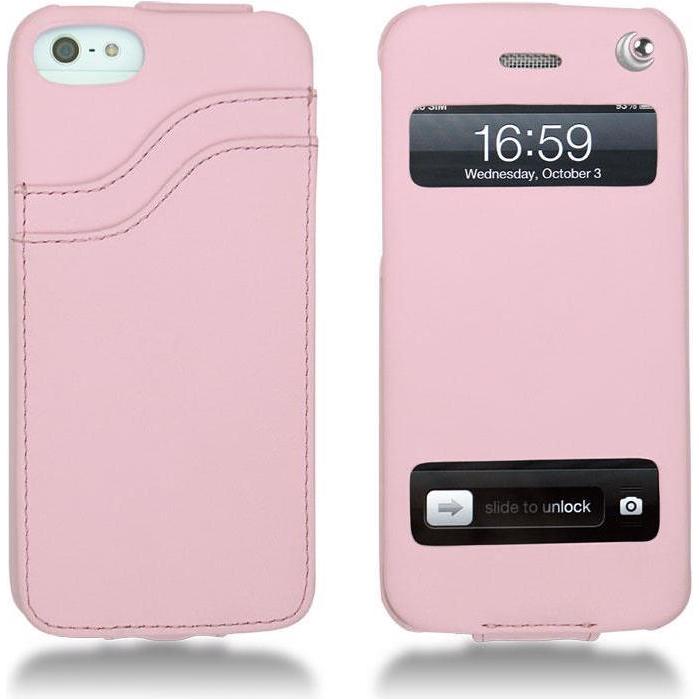 Noreve Lederschutzhülle vertikal (Apple iPhone 5), Smartphone Hülle, Rosa