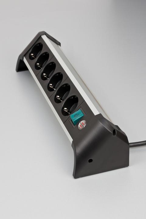 Produktbild Brennenstuhl 1391040600 Steckdosenleiste mit Schalter Silber-Schwarz Schutzkontakt 1 St. (6x, CEE 7/3, 3 m)