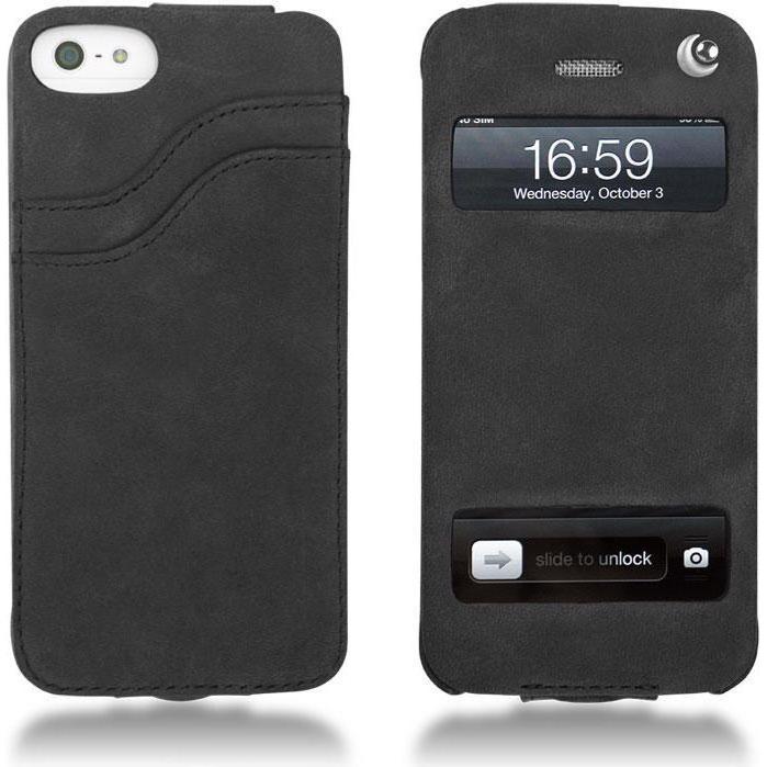 Noreve Lederschutzhülle vertikal (Apple iPhone 5), Smartphone Hülle, Grau