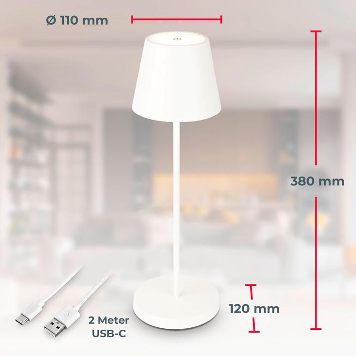 Actual product image B.K.Licht Rechargeable LED table lamp, white, 1xLED board/2.6W (240 lm)