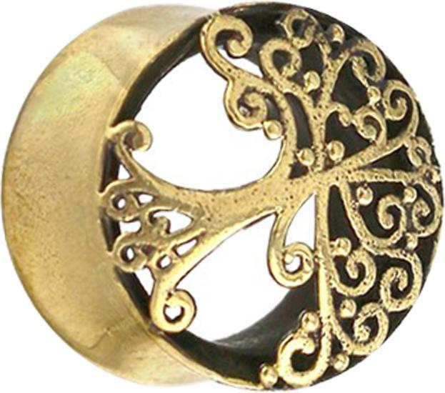 Produktbild Star Piercing Flared Tunnel vergoldet Baum des Lebens (Messing)