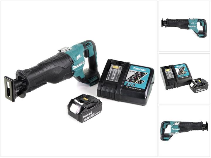 1x Makita DJR 187 Z 18 V Li-Ion Akku Reciprosäge Solo, 1x 5,0 Ah Akku, 1x Ladegerät DC 18 RC