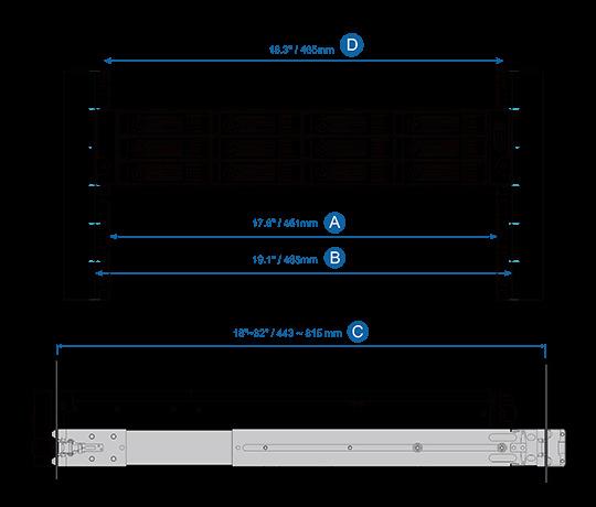 Actual product image QNAP 2U rail kit