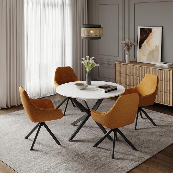 Actual product image Vicco Dining table Loyd, white/black, 120 x 120 cm extendable (120 x 120 cm)