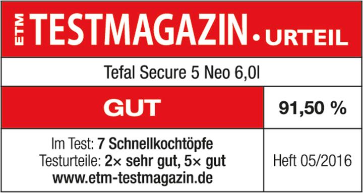 Energie-Label Tefal Secure 5 Neo inkl. Dampfkorb (22 cm, Dampfkochtopf, Edelstahl)