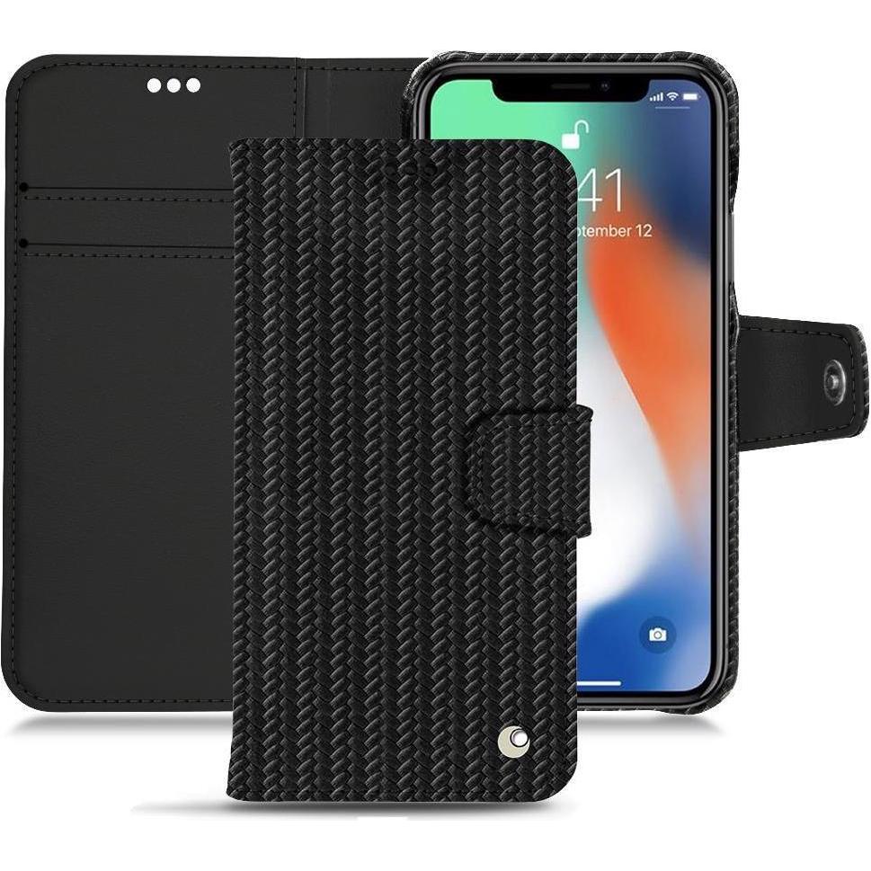 Noreve Lederschutzhülle Wallet (Apple iPhone XS Max), Smartphone Hülle, Schwarz