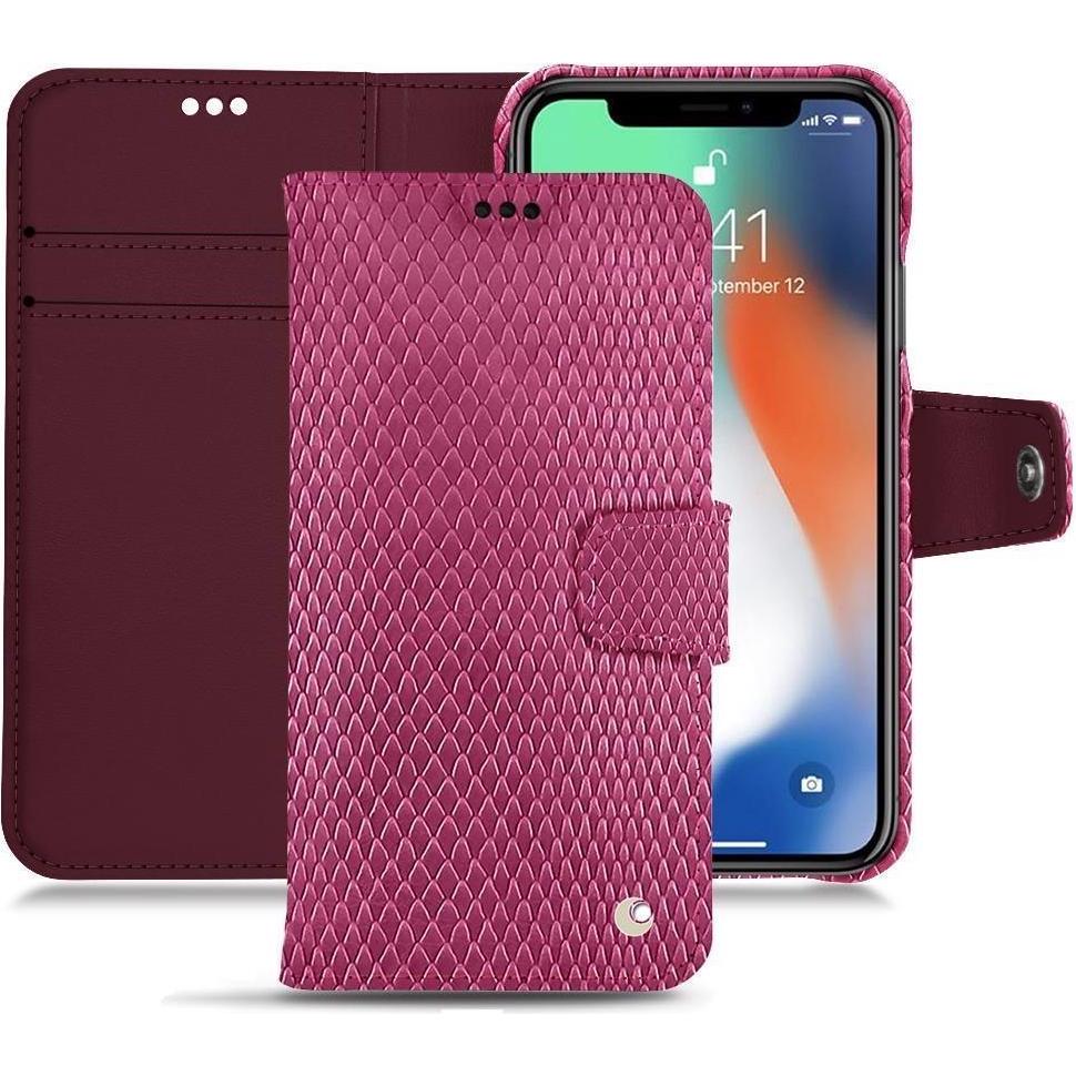 Noreve Lederschutzhülle Wallet (Apple iPhone XS Max), Smartphone Hülle, Rosa