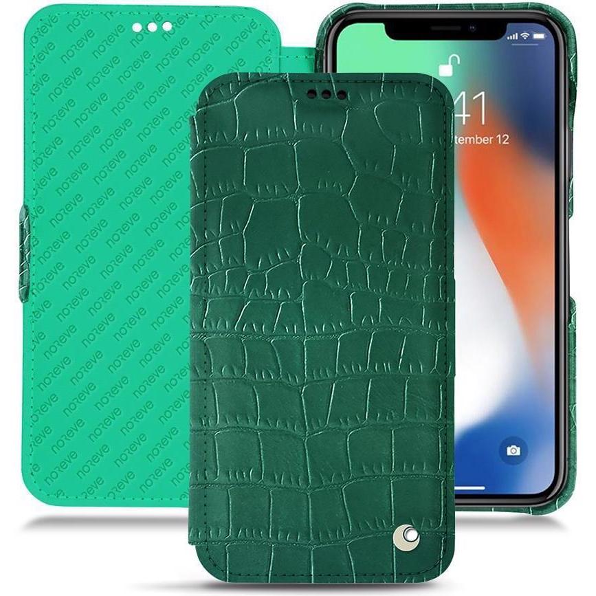 Noreve Lederschutzhülle horizontal (Apple iPhone XS Max), Smartphone Hülle, Grün