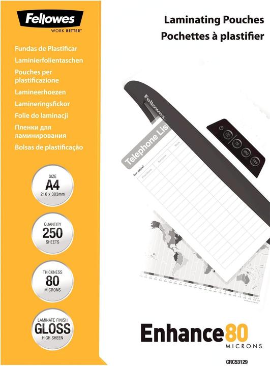 Produktbild Fellowes Enhance 80 (A4, 250 Stück, 80 µm)