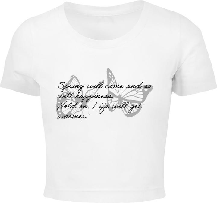 Produktbild Merchcode Ladies Spring Saying Cropped Tee - 191033 (S)