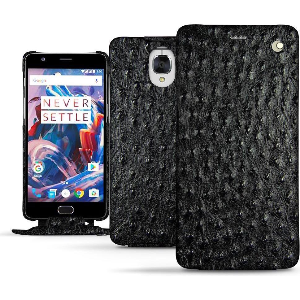 Noreve Lederschutzhülle vertikal (OnePlus 3), Smartphone Hülle, Schwarz