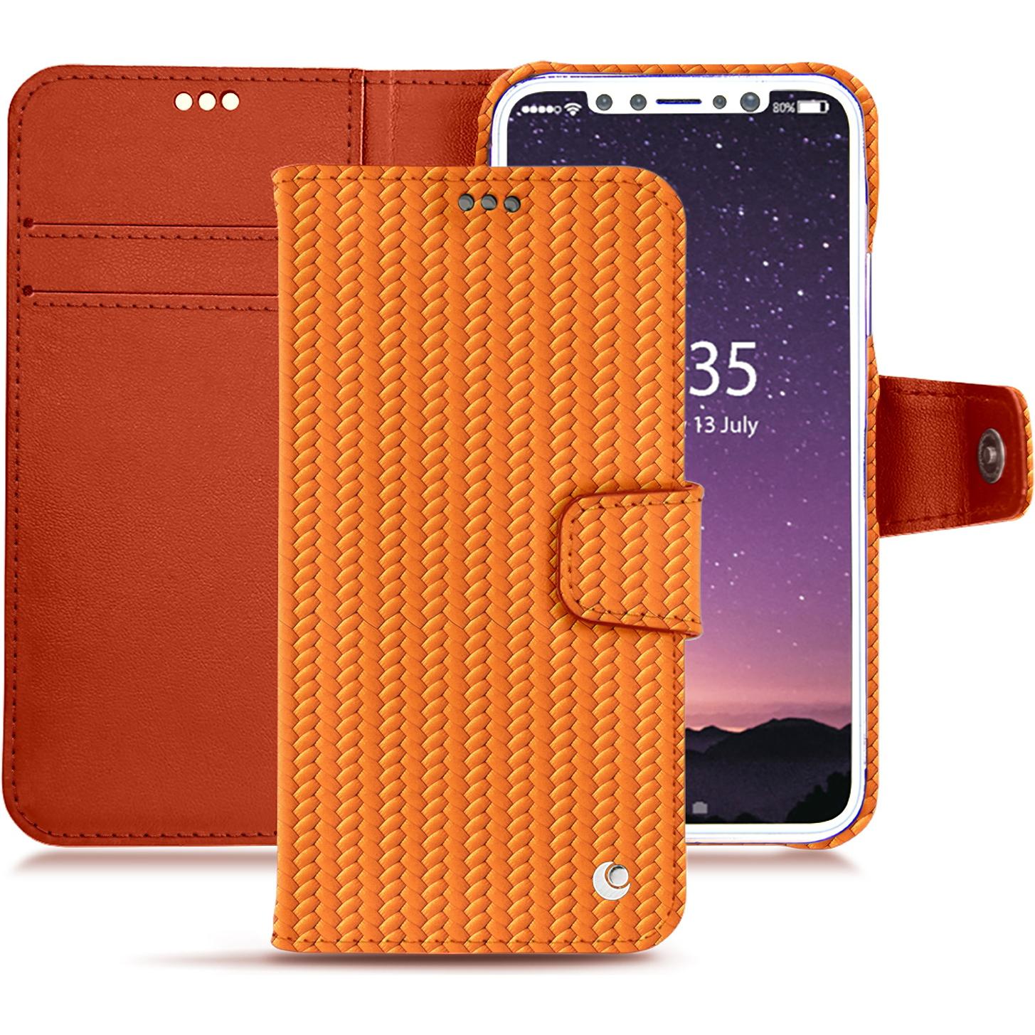 Noreve Lederschutzhülle Wallet (Apple iPhone X), Smartphone Hülle, Orange