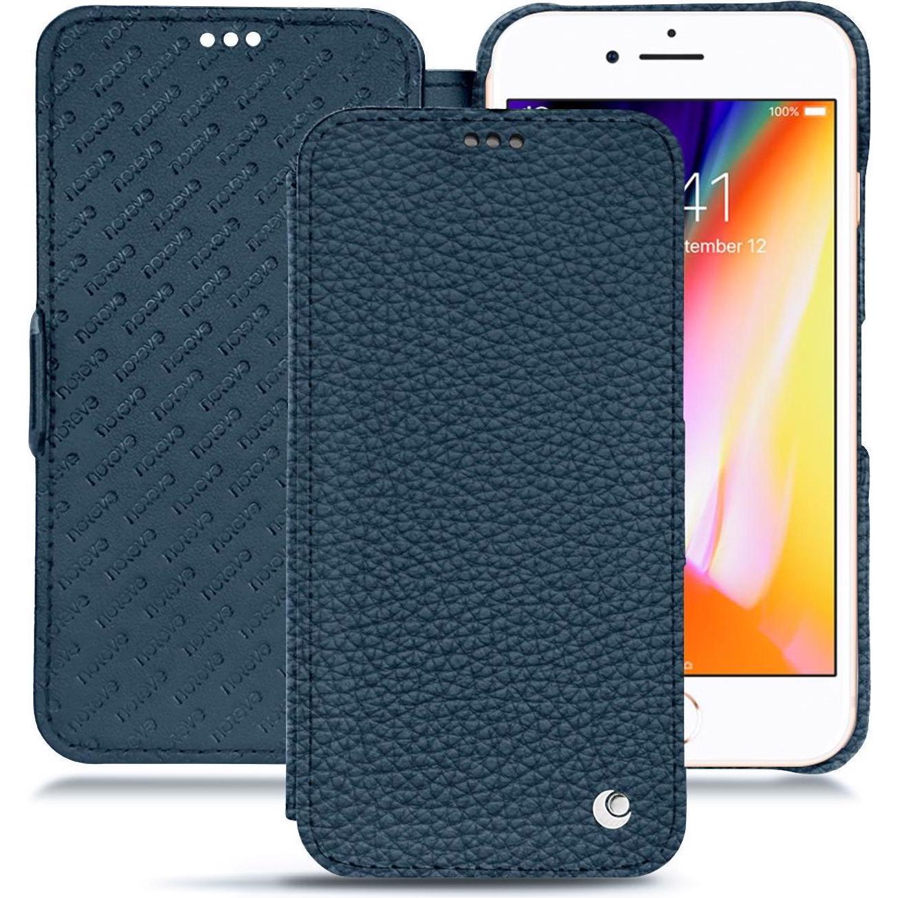 Noreve Lederschutzhülle horizontal (Apple iPhone 8), Smartphone Hülle, Blau