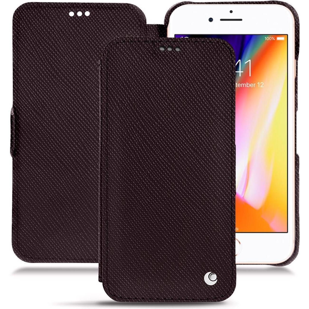 Noreve Lederschutzhülle horizontal (Apple iPhone 8), Smartphone Hülle, Braun