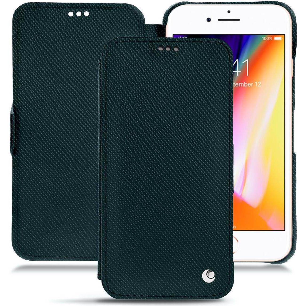 Noreve Lederschutzhülle horizontal (Apple iPhone 8), Smartphone Hülle, Grün
