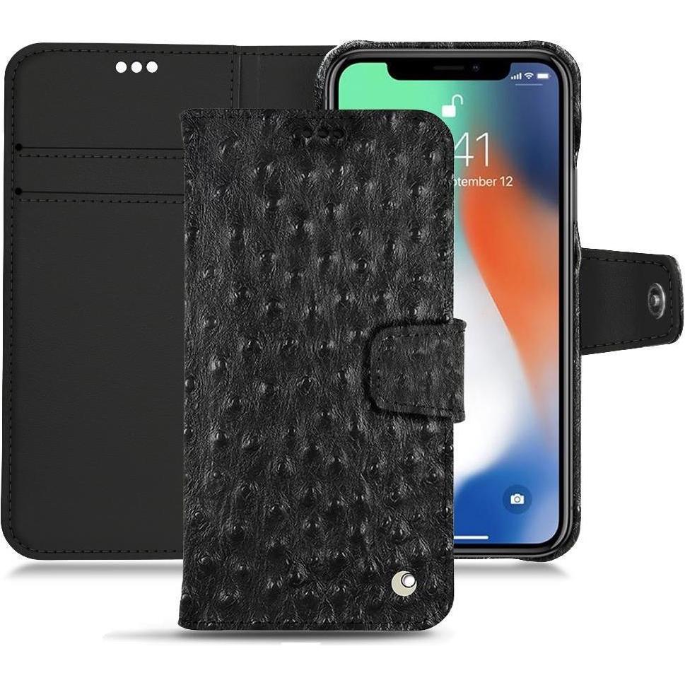 Noreve Lederschutzhülle Wallet (Apple iPhone XS Max), Smartphone Hülle, Schwarz