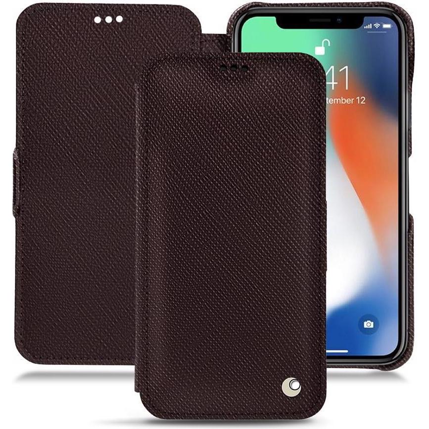 Noreve Lederschutzhülle horizontal (Apple iPhone XR), Smartphone Hülle, Braun