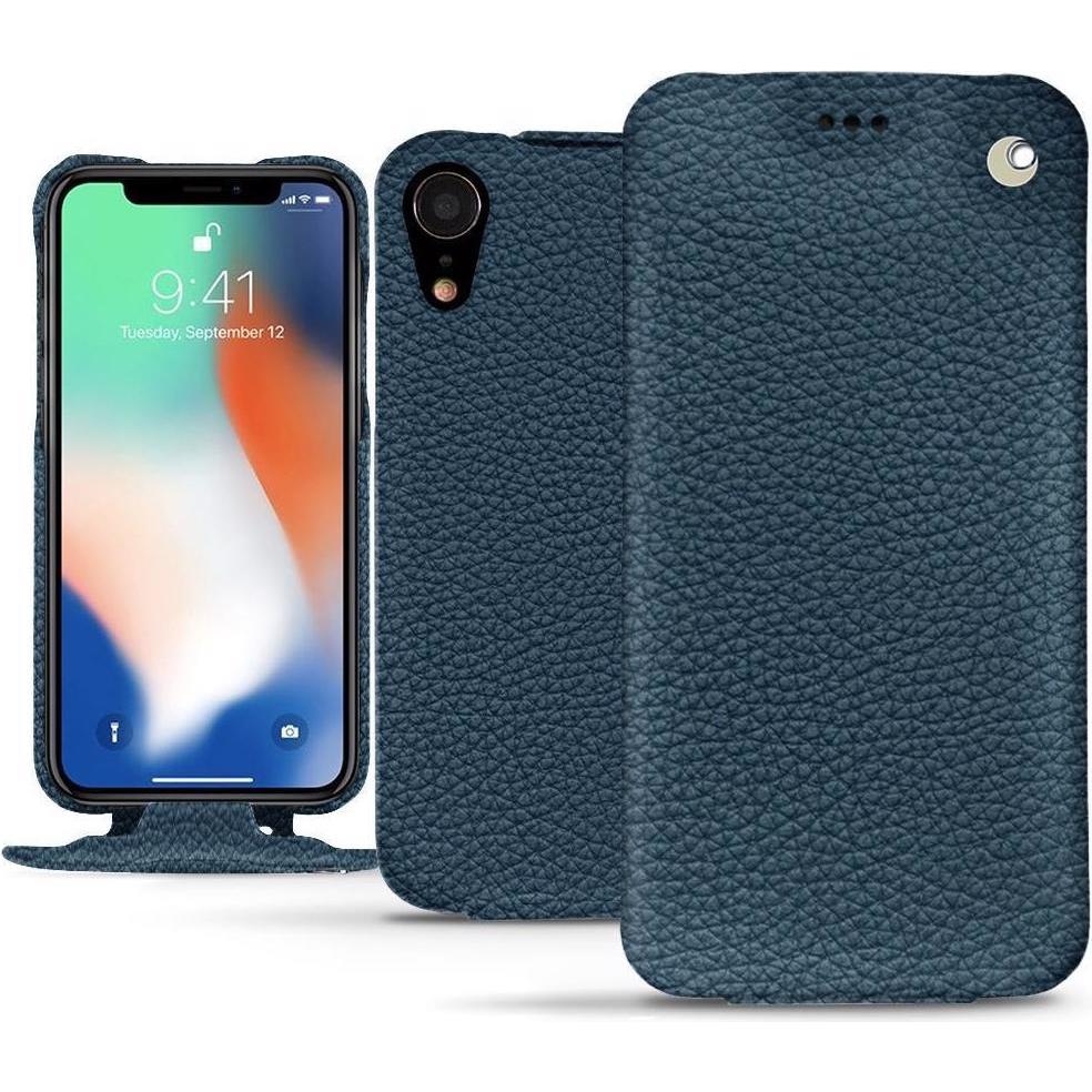 Noreve Lederschutzhülle vertikal (Apple iPhone XR), Smartphone Hülle, Blau