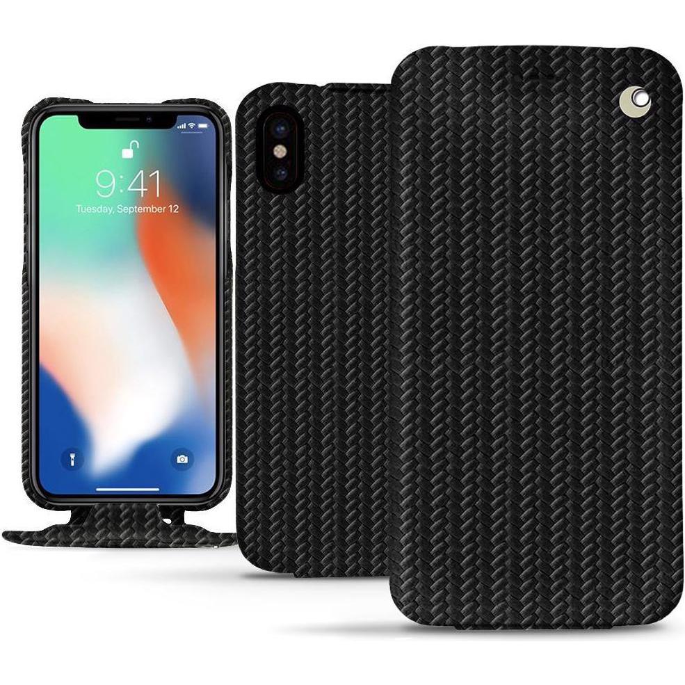 Noreve Lederschutzhülle vertikal (Apple iPhone XS Max), Smartphone Hülle, Schwarz