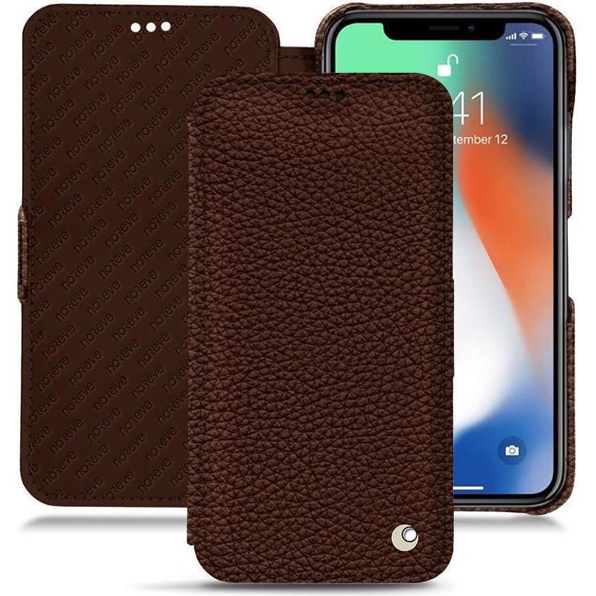 Noreve Lederschutzhülle horizontal (Apple iPhone XS Max), Smartphone Hülle, Braun