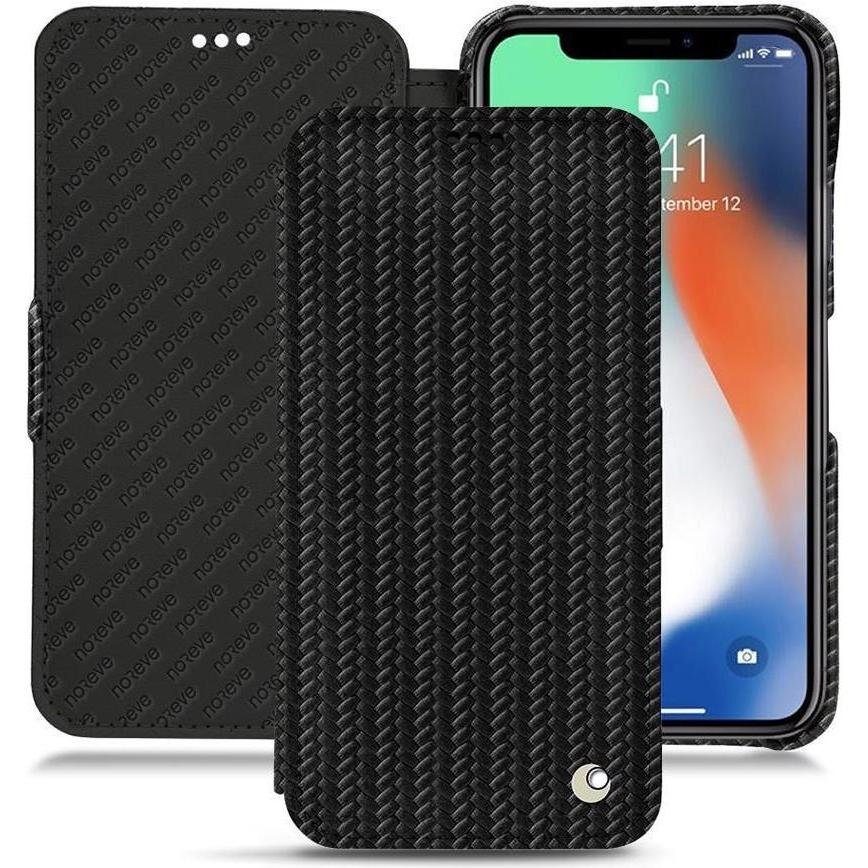 Noreve Lederschutzhülle horizontal (Apple iPhone XS Max), Smartphone Hülle, Schwarz