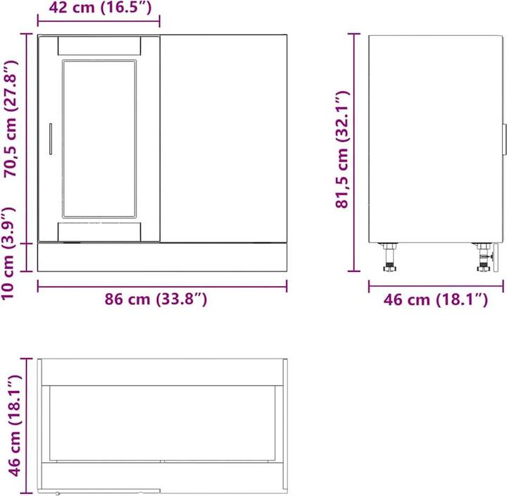 Produktbild vidaXL Küchenunterschrank (86 x 46 x 81.50 cm)