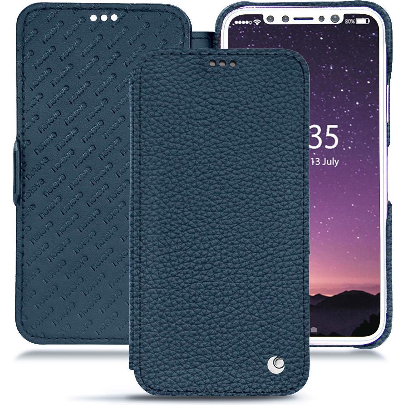 Noreve Lederschutzhülle horizontal (Apple iPhone XS), Smartphone Hülle, Blau