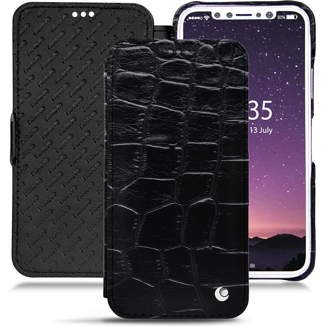 Noreve Lederschutzhülle horizontal (Apple iPhone XS), Smartphone Hülle, Schwarz