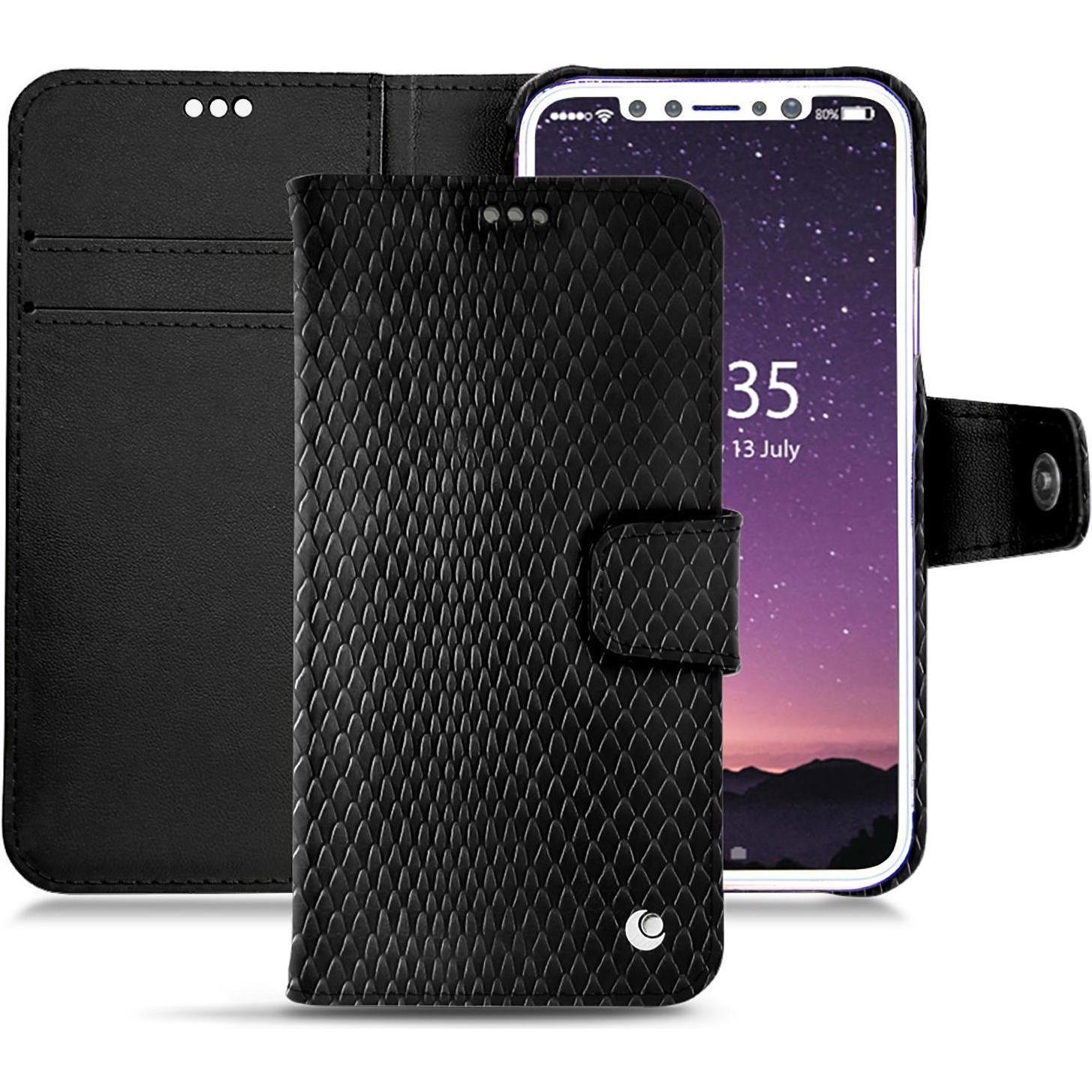 Noreve Lederschutzhülle Wallet (Apple iPhone XS), Smartphone Hülle, Schwarz