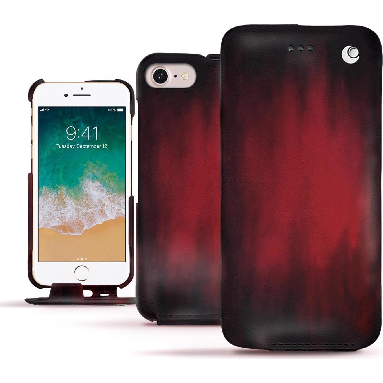 Noreve Lederschutzhülle vertikal (Apple iPhone 7), Smartphone Hülle, Rot