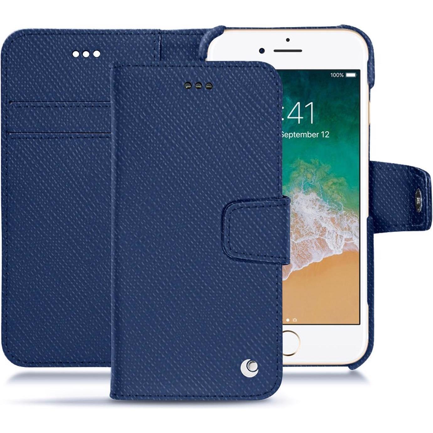 Noreve Lederschutzhülle Wallet (Apple iPhone 7), Smartphone Hülle, Blau